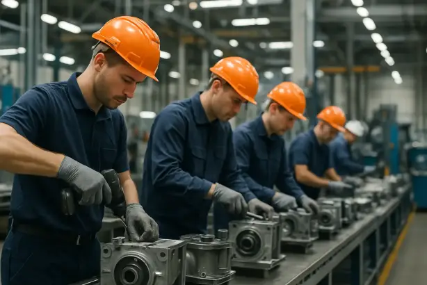 Fachkräfte für Produktion und Fertigung in Industriehalle