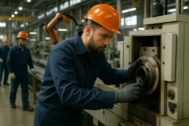 Industrielle Fachkräfte aus Polen in moderner Fabrikhalle