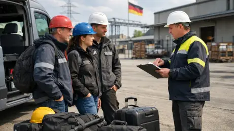 Entsandte Fachkräfte stimmen sich vor dem Einsatz an einem Projektstandort ab