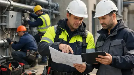 Technisches Team bei Montagearbeiten in einem professionellen Projektumfeld