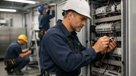 Polnische Elektriker bei einem befristeten Einsatz in der Elektrotechnik