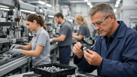 Produktionsmitarbeitende und Qualitätsprüfer im befristeten Einsatz