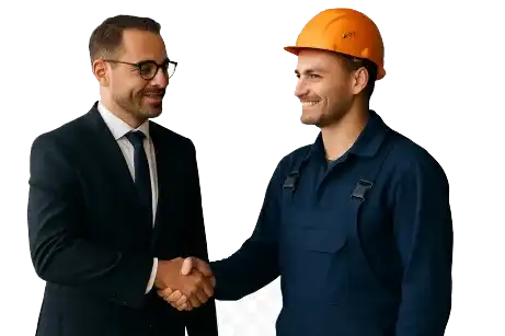 Unternehmer gibt einem Mitarbeiter aus Polen die Hand