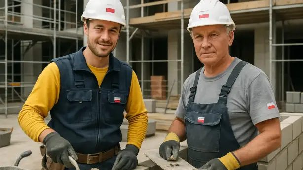 Zwei Handwerker aus Polen auf Baustelle