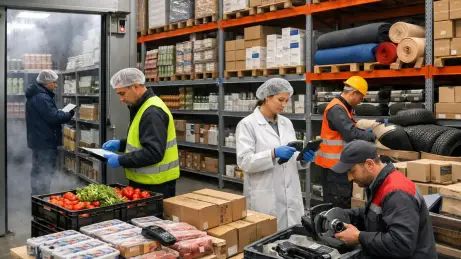 Kommissionierung im Spezialbereich Kommissionierer mit Kälteausrüstung in einem temperaturgeführten Lebensmittel- und Pharmalager
