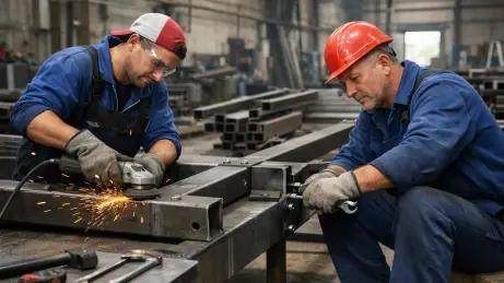 Schlosser und Metallbauer aus Polen bei der Fertigung von Metallkonstruktionen