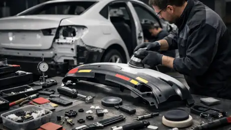 Fachkräfte bei Nacharbeit und Rework an Fahrzeugteilen in der Automobilindustrie