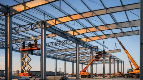 Hallenbau in Stahlbauweise mit großen Spannweiten