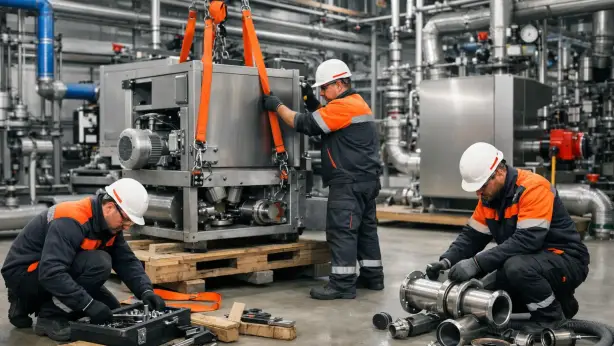 Industriemonteure bei der Demontage einer Produktionsanlage