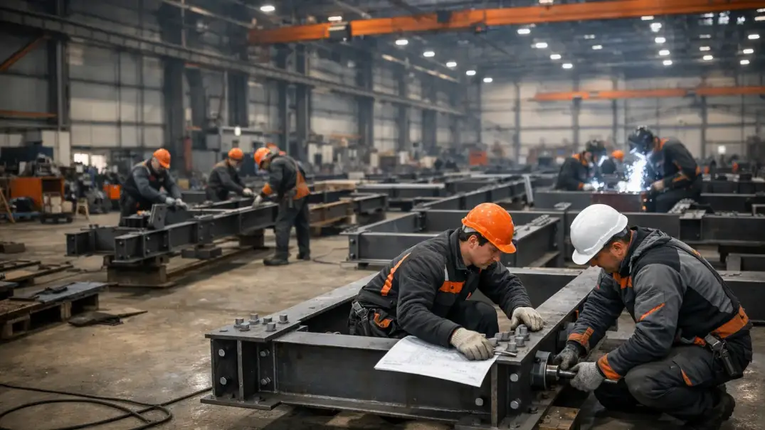 Spezialbereiche im Metallbau Stahlbau, Schweißtechnik und Metallmontage als zusammenhängende Spezialbereiche in einer Industriehalle